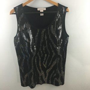 Cruise Wear & Co. Sequin Black Tank Top Size XXL